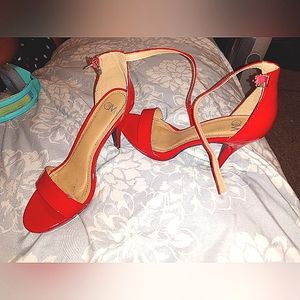 Shiny Red Strap C & M high heels